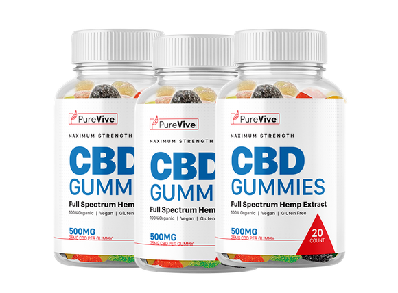 3 bottles Pure Vive CBD Gummies